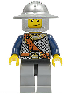 LEGO Minifigure-Fantasy Era - Crown Knight Scale Mail with Chest Strap, Helmet with Broad Brim, Crooked Smile-Castle / Fantasy Era-CAS406-Creative Brick Builders